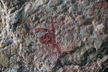 Shakhti Cave drawings Petroglif, Tajikistan. The site is 50 km southwest of Murghab in the Kurteskei Valley clipart