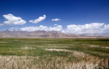 Tacikistan 'daki Gorno-Badakhshan Pamir Dağları' ndaki manzara. Badakhshan, Tacikistan 'ın doğusunda, Pamir Dağları' nda özerk bir bölgedir.