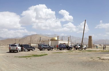 Çin sınırına yakın Tacikistan 'daki Gorno-Badakhshan' ın Pamir Dağları 'ndaki Rangkul köyü. Badakhshan, Tacikistan 'ın doğusunda, Pamir Dağları' nda özerk bir bölgedir.