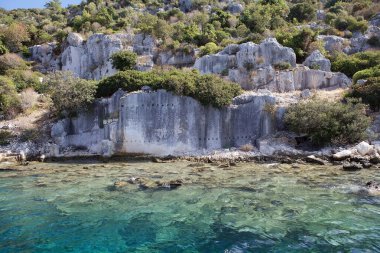 The ruins of the sunken city Simena and Kekova island on the Mediterranean sea, Turkey clipart