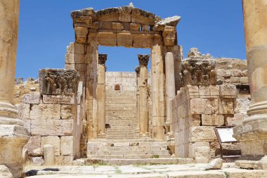 Gerasa antik şehri, şimdi Jerash, Ürdün. Katedral. Yunan-Roma şehri Jerash, Gerasa olarak bilinen Yunan, Yunan, Roma ve Bizans dönemlerinde gelişti.