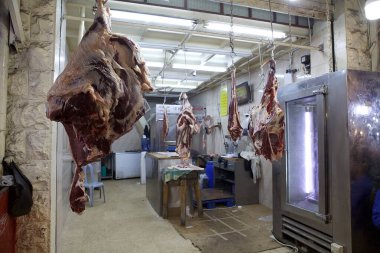 Kasap Souk 'ta, Amman, Ürdün' deki açık hava pazarında.