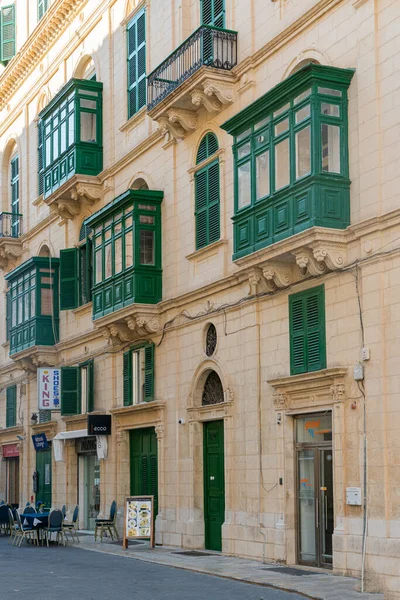 Edificios Típicos Balcones Valletta Malta —  Fotos de Stock