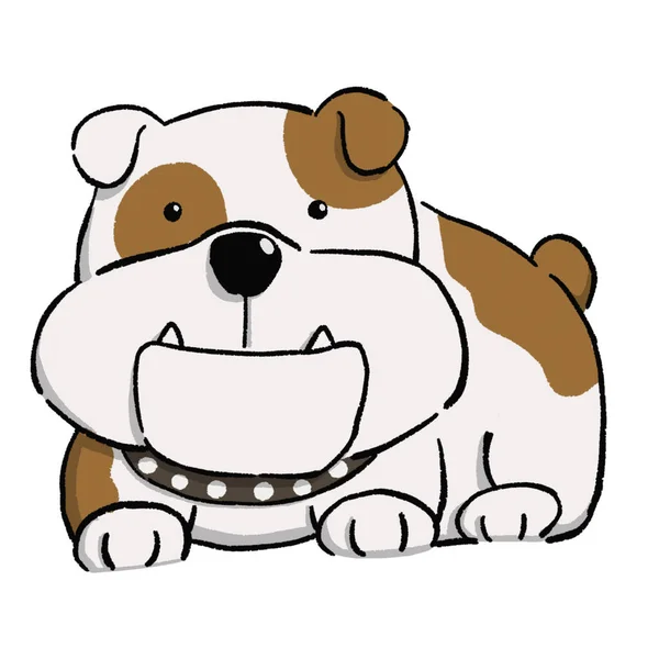 Illustration Design Hand Drawn Cute Baby Bulldog Cartoon Style Isolated — Stock Photo, Image