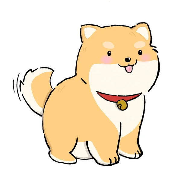 Illustration Design Hand Drawn Cute Baby Shiba Japan Dog Cartoon — Stock Photo, Image