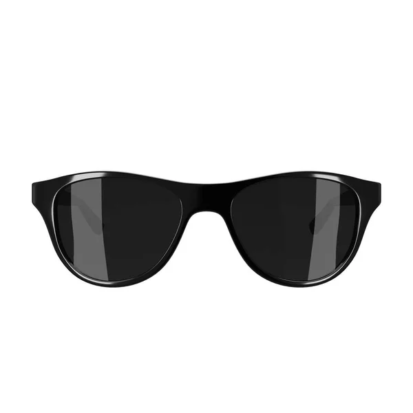 現代的なスタイルの黒のファッションサングラスと光のグレアは クリッピングパス3Dレンダリングイラストと白の背景にレンズに反映 — ストック写真