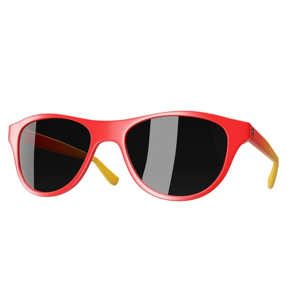 Сучасний Стиль Червоних Модних Сонцезахисних Окулярів Прозорою Чорною Лінзою Білому — стокове фото
