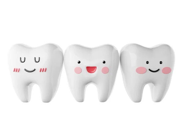 Character White Teeth Cute Cartoon Style Smiling Brightly Isolated White — Stock Photo, Image