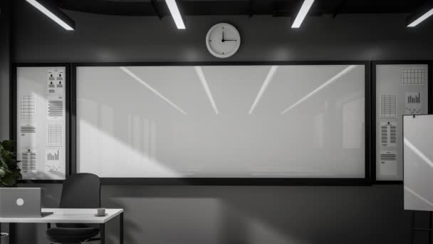 Animatie Van Moderne Loft Stijl Minimale Zwart Wit Klaslokaal Renderen — Stockvideo
