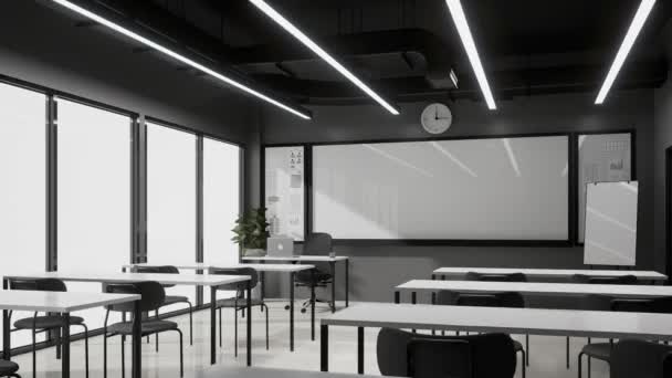 Animazione Stile Moderno Minimale Bianco Nero Classe Rendering Camere Hanno — Video Stock