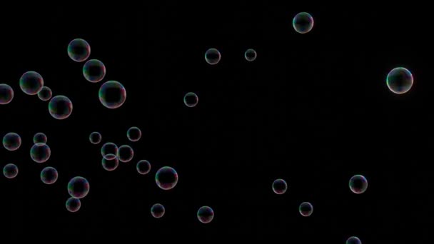 Анімація Візуалізація Мильної Бульбашки Веселковим Відображенням Підірваним Вітром Плаває Повітрі — стокове відео