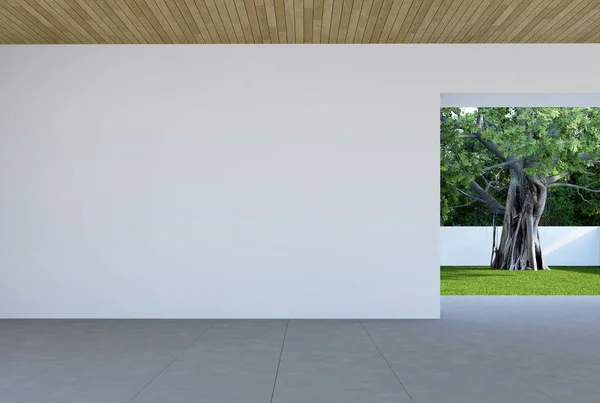 Moderno Estilo Loft Contemporâneo Sala Vazia Com Vista Para Natureza — Fotografia de Stock