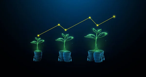 Des Plantes Sur Des Piles Pièces Économie Concept Investissement Conception — Image vectorielle