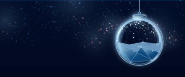 İçinde kar olan cam bir Noel küresi. Xmas mücevherleri. Vektör illüstrasyonu