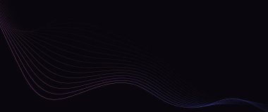 Abstract dynamic violet and blue waves on dark background. Futuristic hi-technology concept. Vector illustration