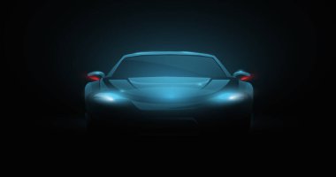 Car with a headlight in dark background. The modern vehicle, Supercar. Vector illustration