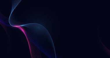 Abstract digital dynamic violet and blue wave on dark background. Futuristic hi-technology concept. Vector illustration