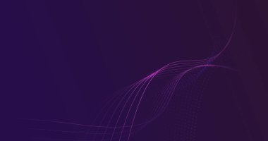 Abstract digital dynamic violet and blue wave on dark background. Futuristic hi-technology concept. Vector illustration