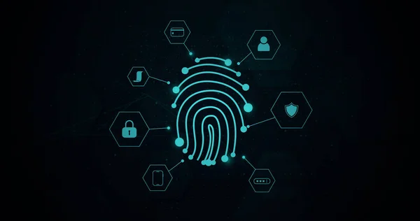 Fingeraftryk Identitet Fingerscanning Digital Sikkerhed Vektorillustration – Stock-vektor