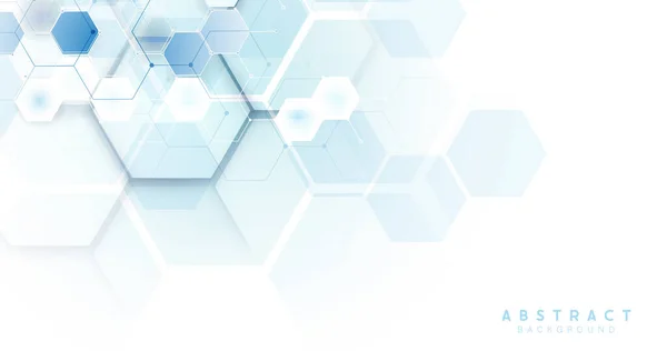 Abstraktní Bílé Modré Hexagon Pozadí Vědy Zdravotní Péče Futuristické Technologické — Stockový vektor