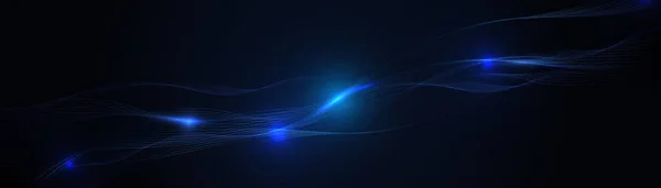 概要青いダイナミック波線の背景 未来的なハイテク技術 着陸ページ バナー チラシ プレゼンテーション ベクターイラスト — ストックベクタ