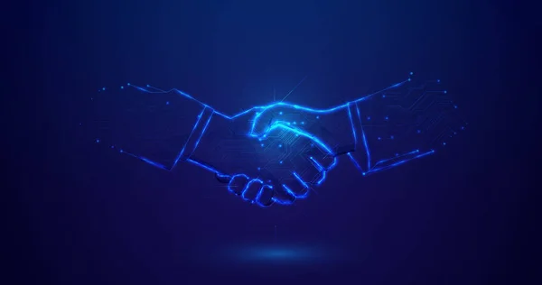 Handdruk Van Zakenpartners Concept Van Deal Partnership Teamwork Technology Connection — Stockvector