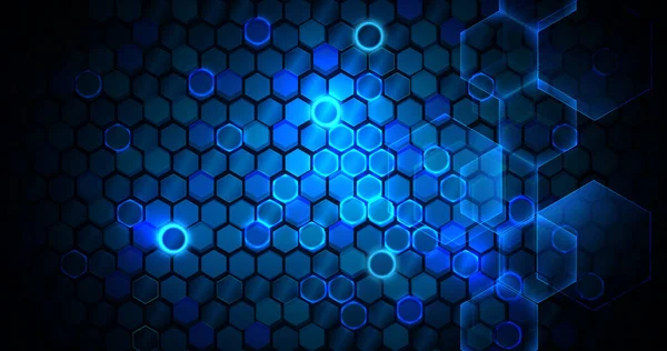 デジタル 未来的 技術コンセプトの背景を持つ抽象的な青六角形パターン ベクターイラスト — ストックベクタ