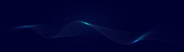 アブストラクトブルーのダイナミックラインが背景をカーブします 未来的なハイテク技術 着陸ページ バナー チラシ プレゼンテーション ベクターイラスト — ストックベクタ