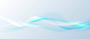 Mavi ve beyaz soyut dinamik çizgi dalgalı parlak arka plan. Fütürist yüksek teknoloji kavramı. Vektör illüstrasyonu