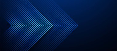 Parlak üçgen geometrik çizgileri olan koyu mavi soyut bir zemin. Modern parlak mavi çizgiler deseni. Gelecekçi teknoloji konsepti. Vektör illüstrasyonu