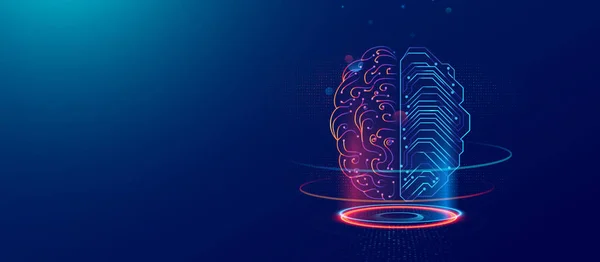 Human Cerveau Sur Fond Technologie Cerveau Numérique Intelligence Artificielle Illustration — Image vectorielle