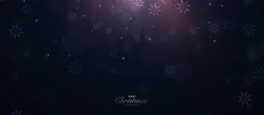 Karlı, yıldızlı ve karanlık gece arkaplanlı soyut Noel arkaplanı