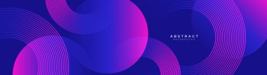 Dairesel geometrik şekillere sahip mavi ve mor soyut afiş. Modern fütürist yüksek teknoloji kavramı. Vektör illüstrasyonu