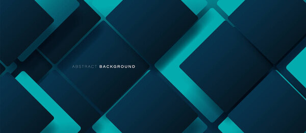 Cajas Cubo Azul Patrón Fondo Pared Mínimo Banner Geometría Limpia — Vector de stock