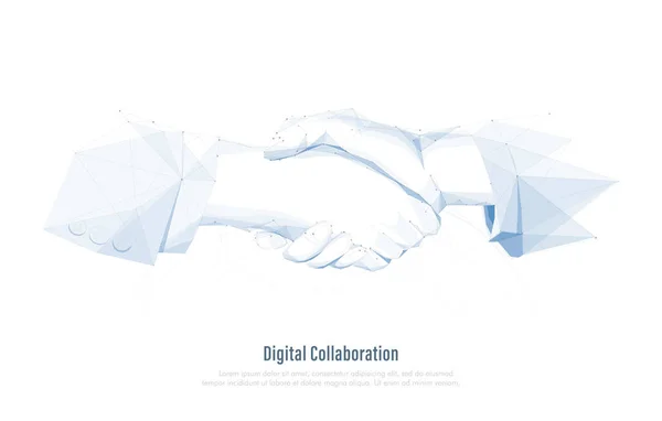 Business handshake. Low poly wireframe, lines and triangles, point connecting network. Illustration vector