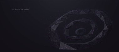 Soyut döndürülmüş halka çember arkaplanı. Büyük veri görselleştirmesi. Fütürist teknoloji bağlantısı. Düşük çokgen, kablo ve ağ çizimi