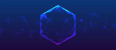 Fütürist teknoloji bağlantısı olan soyut altıgen uzayı. Düşük çokgen, kablo çerçevesi, doğrusal ve ağ