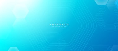 Altıgen çizgiler ve geometrik desenlere sahip mavi soyut arkaplan fütüristik ve modern bir tasarım yaratıyor.