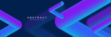 Koyu arkaplanda canlı mavi ve mor tonlarda 3B eğimli modern soyut arkaplan
