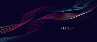 Renkli akış çizgileri karanlık ve modern arkaplanda soyut dalga şekilleri yaratıyor.