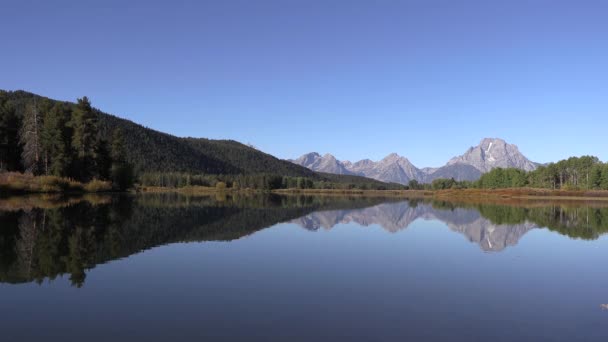 Scenic Autumn Landscape Reflection Grand Teton National Park Wyoming — Stock Video