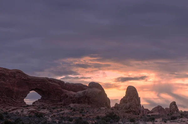 Uma Paisagem Pitoresca Nascer Sol Arches National Park Utah Fotos De Bancos De Imagens Sem Royalties