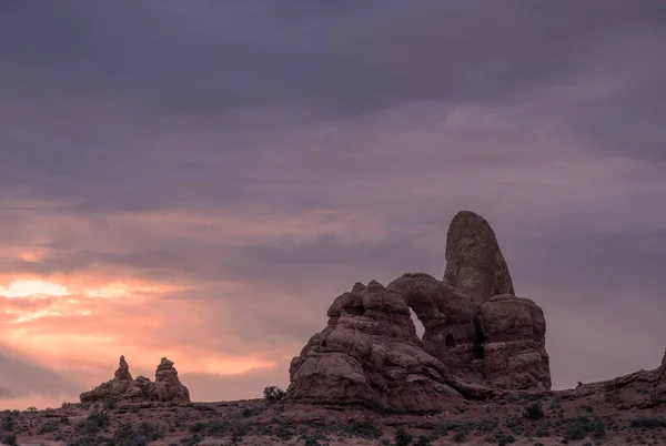 Uma Paisagem Pitoresca Nascer Sol Arches National Park Utah Fotos De Bancos De Imagens