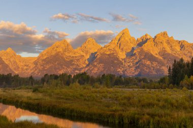 a beautiful autumn sunrise landscape in Grand Teton National Park Wyoming