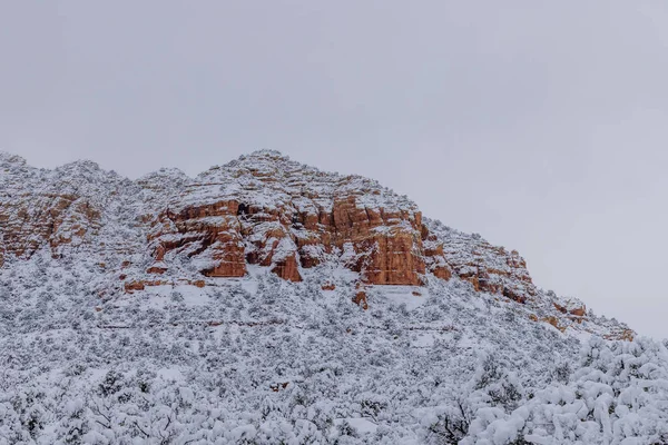 Egy Gyönyörű Havas Téli Táj Sedona Arizona — Stock Fotó