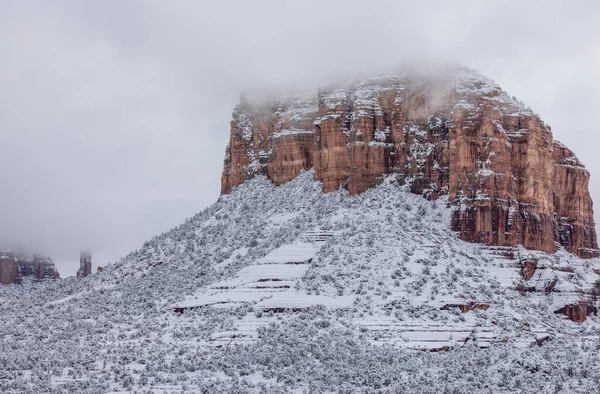 Egy Gyönyörű Havas Téli Táj Sedona Arizona — Stock Fotó