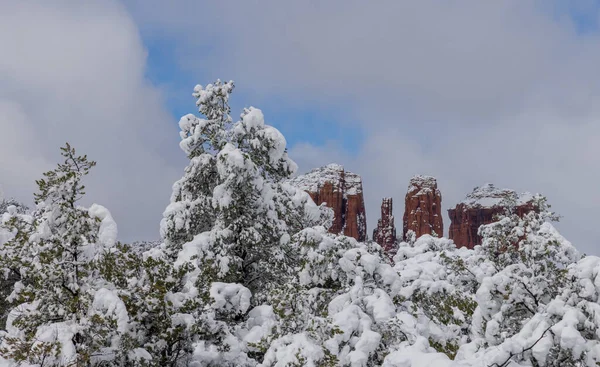 Scenic Snow Covered Landscape Sedona Arizona Winter — Stock Photo, Image