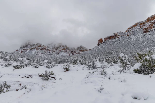 Malebná Zasněžená Krajina Sedoně Arizona Zimě — Stock fotografie