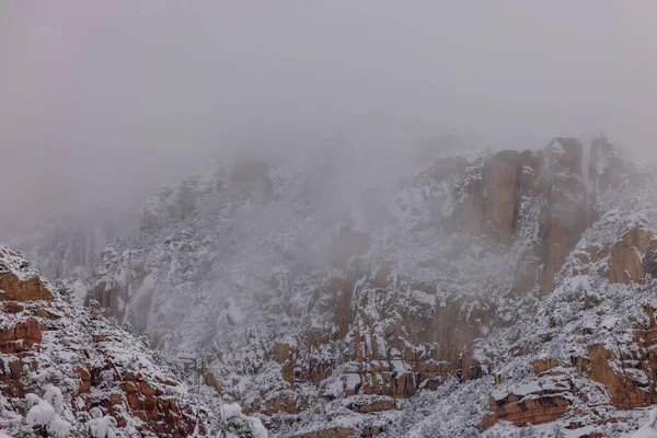 Krásná Zasněžená Krajina Sedoně Arizona Zimě — Stock fotografie