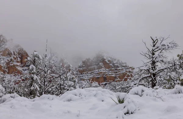 Beautiful Snow Covered Landscape Sedona Arizona Winter — Stock Photo, Image